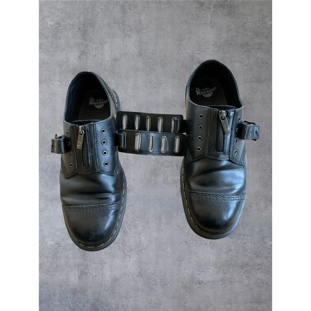 Dr. Martens 1461 Quynn Low Buckle Zip Black Leather Shoes Mens 12 Wmns 13 EU 46